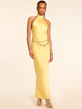 Ramy Brook Yellow Halter Maxi Dress